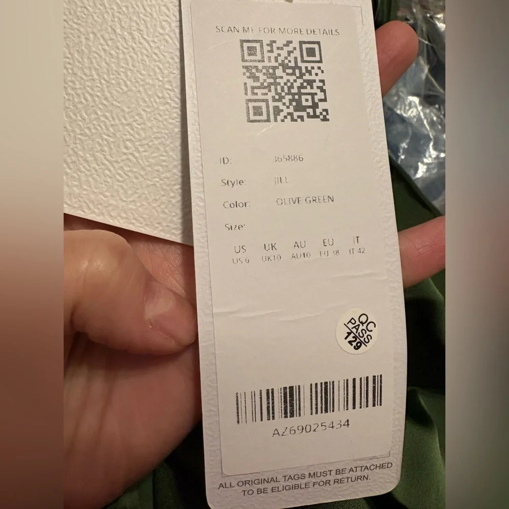 Azazie Jill Olive Green Dropped Waist Gown - Picture 7 of 8